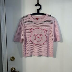 Care Bears Light Pink Knit Mesh Sweater with Pink Bear Accent size XL